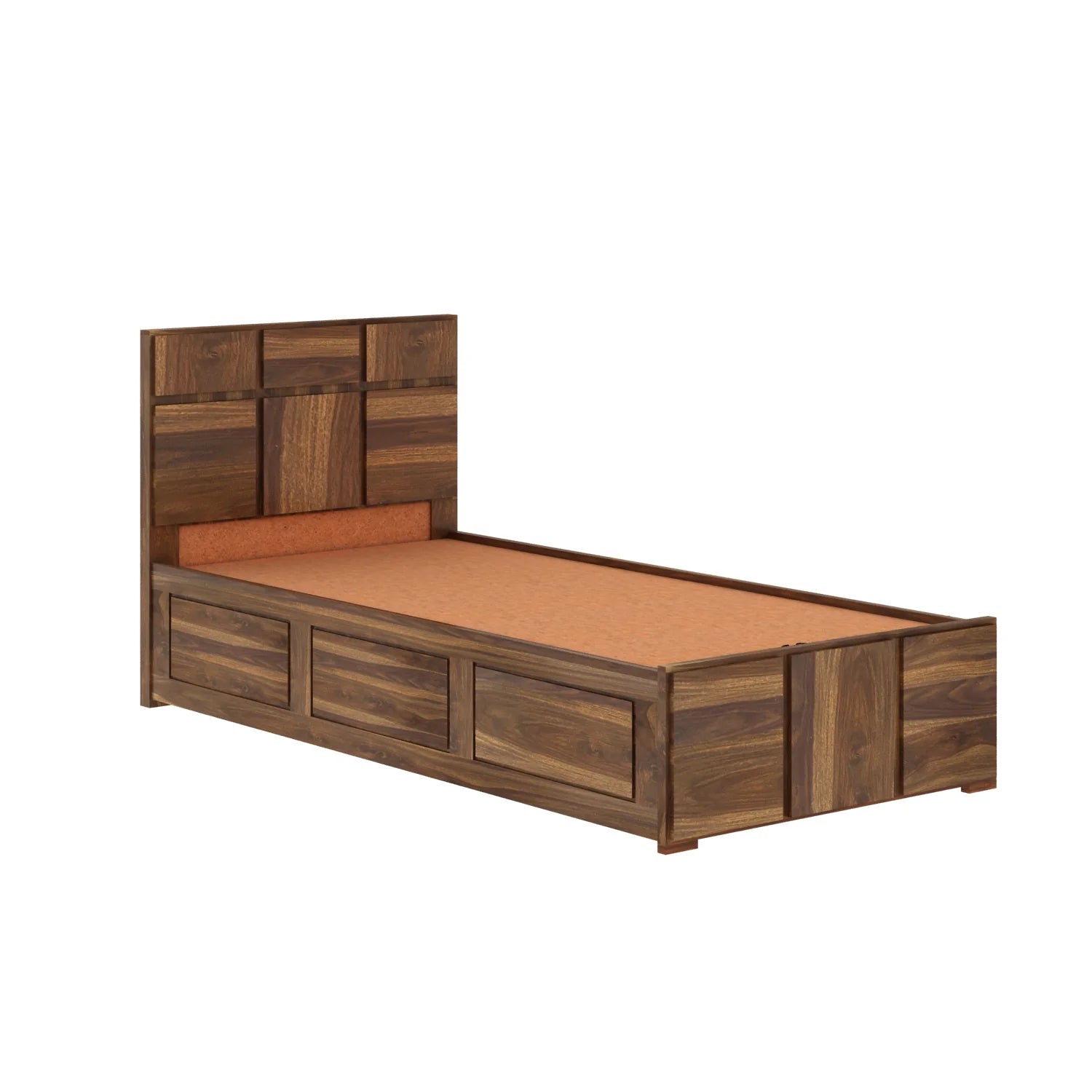 Sevilla Solid Sheesham Wood Single Bed With Box Storage - 3 years Warranty