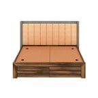 Tierra Solid Sheesham Wood Bed With Box Storage & Upholstered Headboard-3 years Warranty(Luxe Edition)