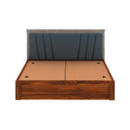 Olviana Solid Sheesham Wood Bed With Box Storage & Upholstered Headboard-3 years Warranty(LUXE EDITION)