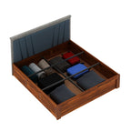 Olviana Solid Sheesham Wood Bed With Box Storage & Upholstered Headboard-3 years Warranty(LUXE EDITION)