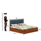 Olviana Solid Sheesham Wood Bed With Box Storage & Upholstered Headboard-3 years Warranty(LUXE EDITION)
