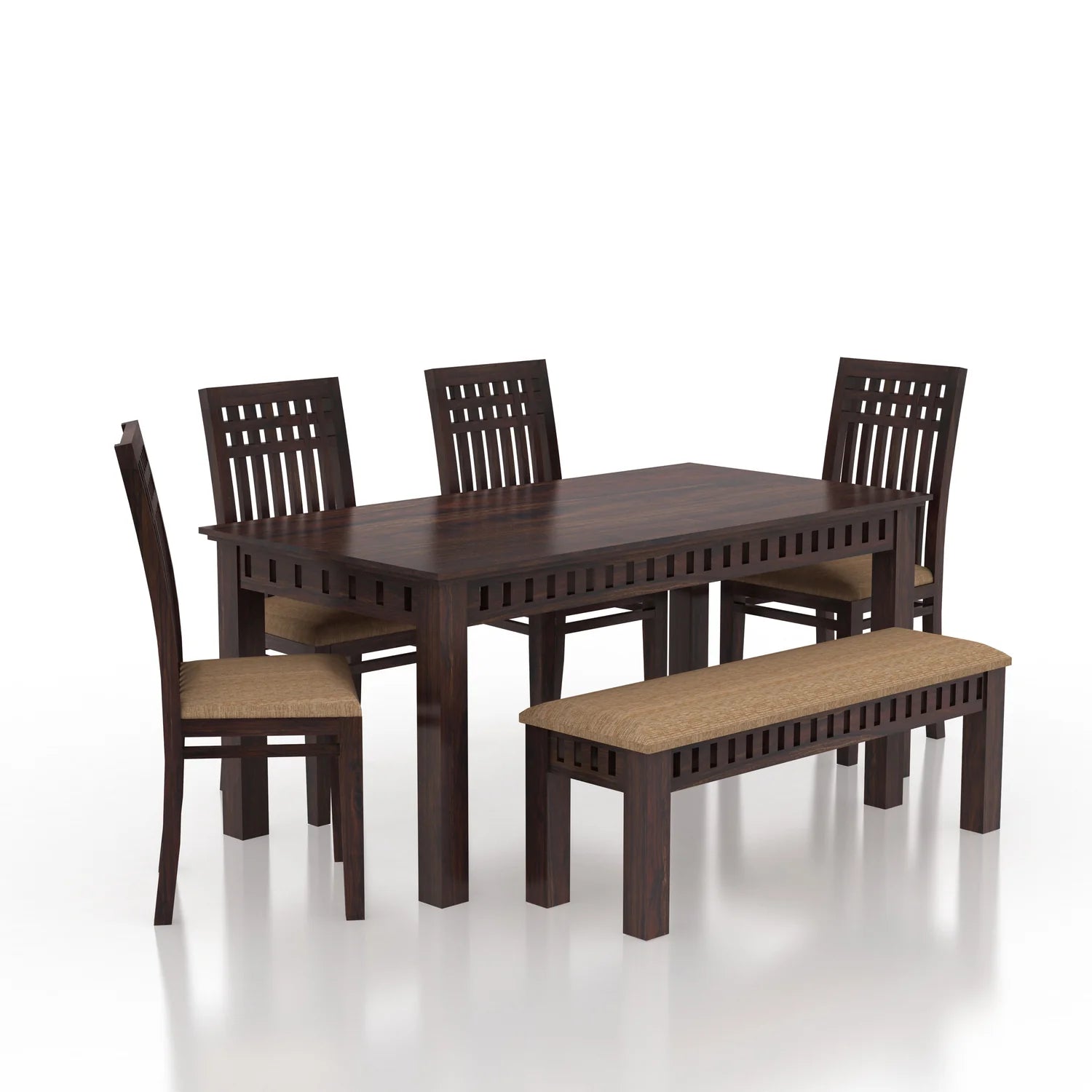 Savora Solid Sheesham Wood 6 Seater Dining Table Set - 3 Years Warranty