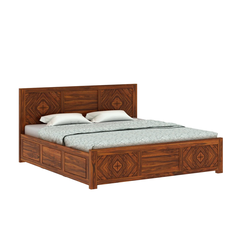Marvello Solid Sheesham Wood Bed with Box Storage - 3 Years Warranty