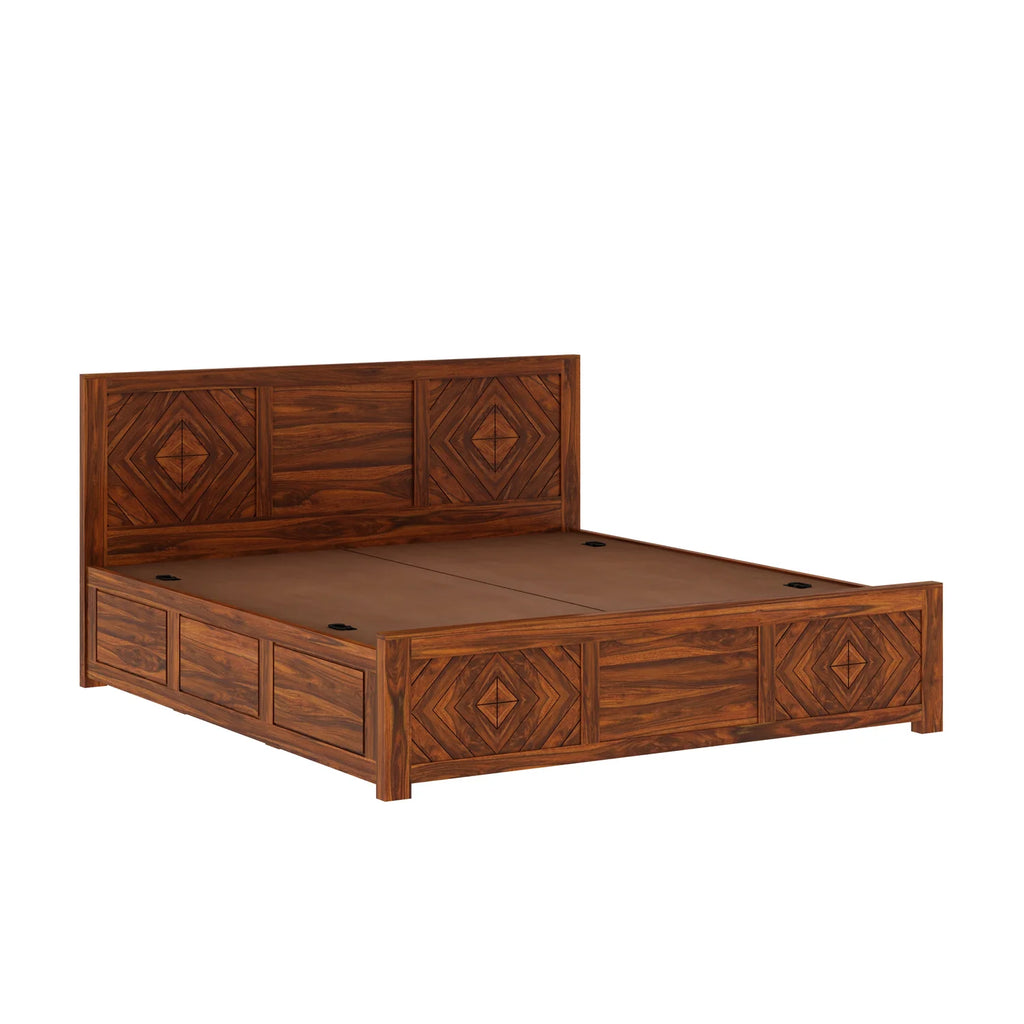 Marvello Solid Sheesham Wood Bed with Box Storage - 3 Years Warranty