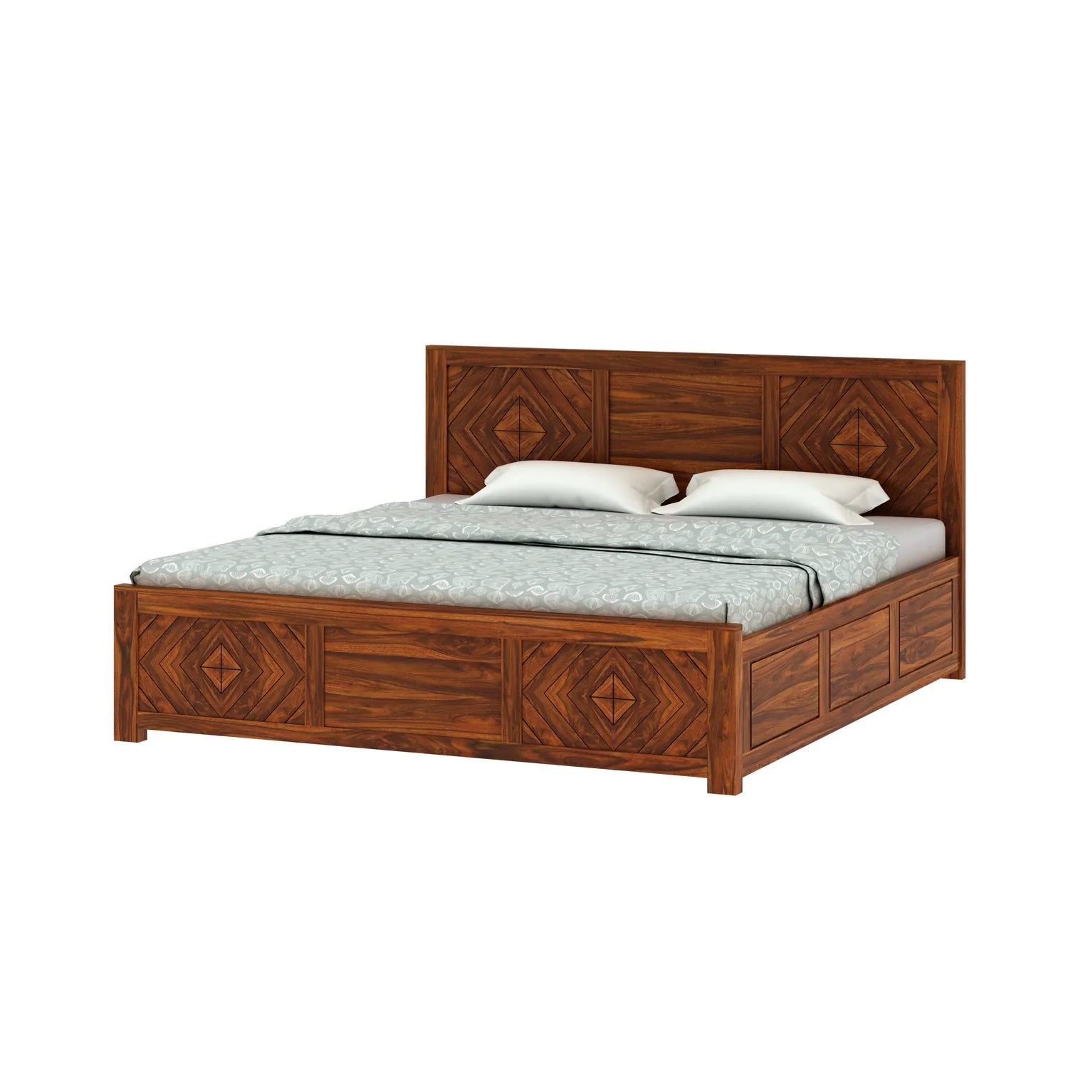 Marvello Solid Sheesham Wood Bed with Box Storage - 3 Years Warranty