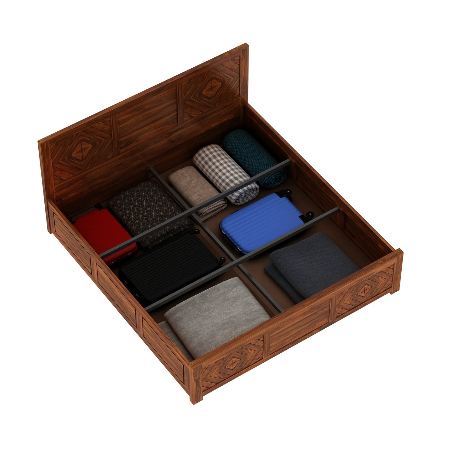 Marvello Solid Sheesham Wood Bed with Box Storage - 3 Years Warranty