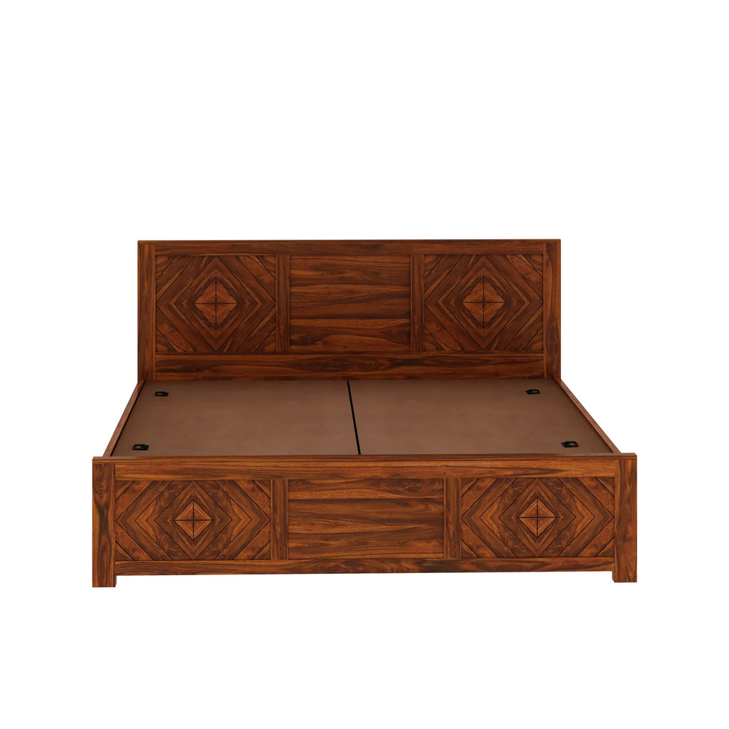 Marvello Solid Sheesham Wood Bed with Box Storage - 3 Years Warranty