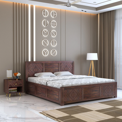 {"alt" => "Marvello Solid Sheesham Wood Bed with Box Storage - 3 Years Warranty"}